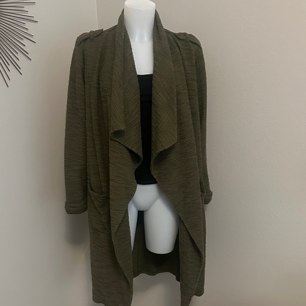 BB Dakota Olive Drape Front Cardigan
